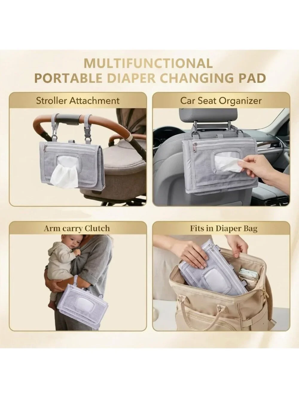 Large Waterproof Portable Diaper Changing Pad - Foldable Baby Travel Mat with